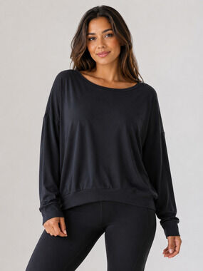 Fabletics Women’s XL Black Oversized Long Sleeve Activewear Top